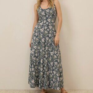 Pact Women's Vineyard Floral Castor Grey Fit & Flare Open Back Maxi Dress